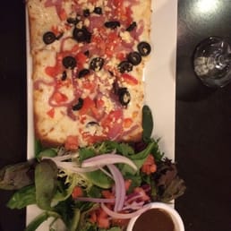 1/2 house salad, 1/2 Greek flatbread