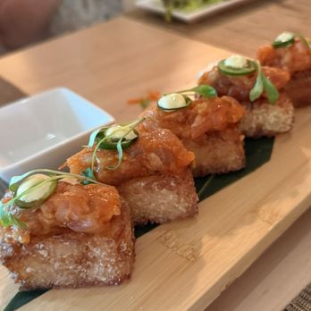 O-Ku - Crispy rice with spicy salmon, tuna, and hamachi - Sushi Bars Near Me - Tampa, Florida O-Ku - Crispy rice with spicy salmon, tuna, and hamachi - Sushi Bars Near Me - Tampa, Florida