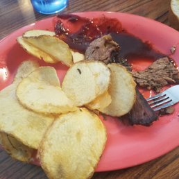 Brisket and potatoes. This is only 1/2 my meal. Brisket and potatoes. This is only 1/2 my meal.