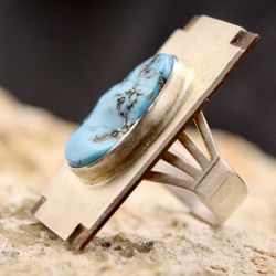 Sedona By Manzano Jewelers - Navajo Native Natural Turquoise Sterling Silver Ring & Copper