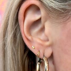 Rob designed a jewelry update by adding the double hoop and the delicate, sparkly little piece at the top.