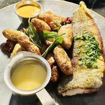 Salt & Vine - Rainbow trout with fingerling smashed potatoes and lemon butter sauce ( delicious) - Wine Bars Near Me - Olney, Maryland