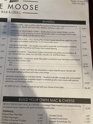 Menu photo 7 Blue Moose Topeka, KS