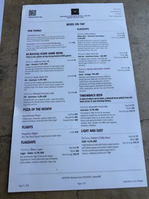 Menu photo 1 Wynkoop Brewing Denver, CO