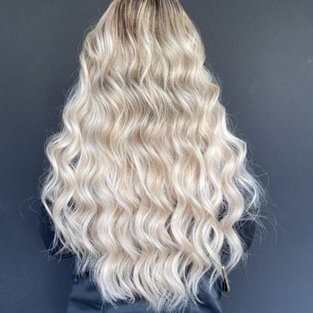 Vamp Salon Extension Studio - My hair after 22 inch extensions by Erika Creston at Vamp Salon - Hair Salons Near Me - Brentwood, California