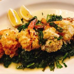 25 North Ristorante - crabmeat-stuffed shrimp over spinach