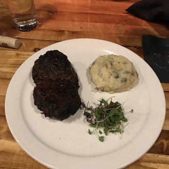 Fahrenheit 132 - The Filet Mignon with a side of mashed potatoes and a side of salad (I had earlier). - Steakhouses Near Me - Fredericksburg, Virginia