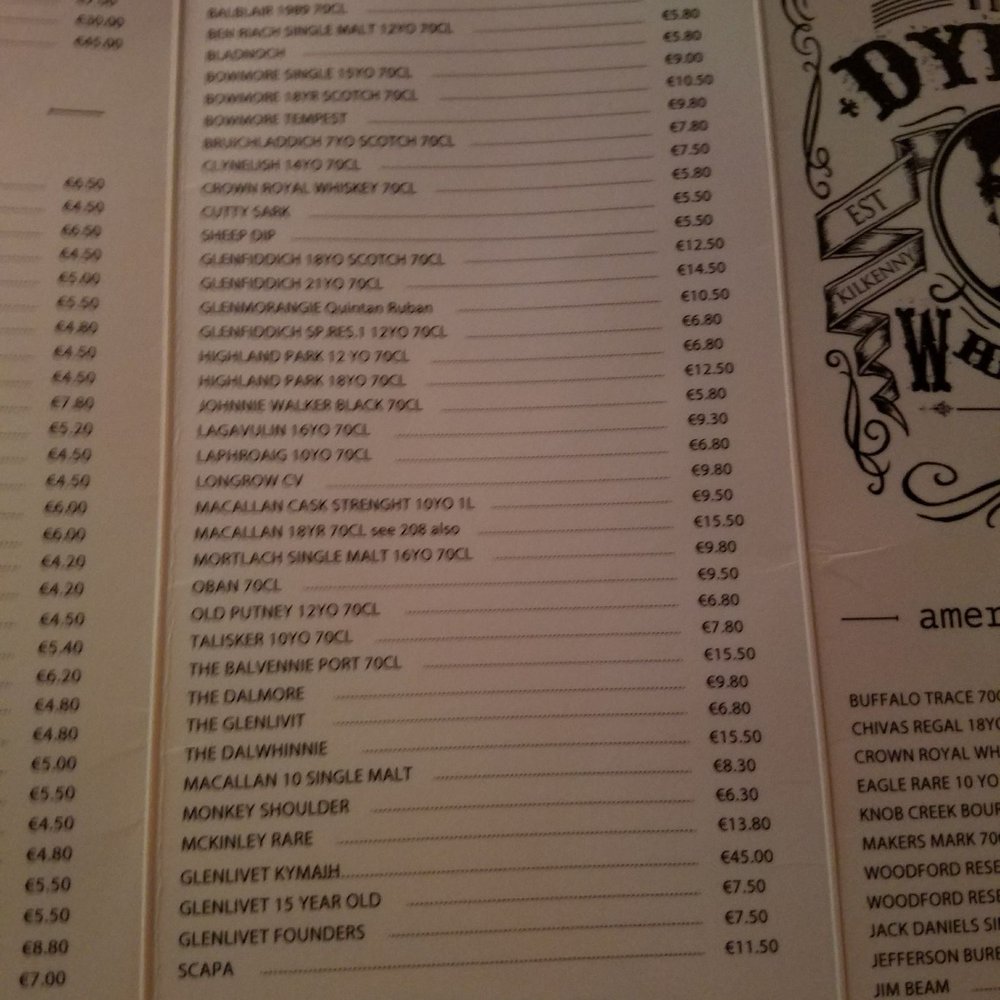 The Dylan Whisky Bar - List O'Whiskey - Pubs Near Me - Kilkenny, KK The Dylan Whisky Bar - List O'Whiskey - Pubs Near Me - Kilkenny, KK