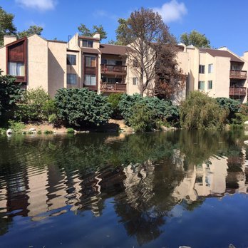 Lakeside Village Condominiums - Lake and view of Building 13000. - Condominiums Near Me - Culver City, California