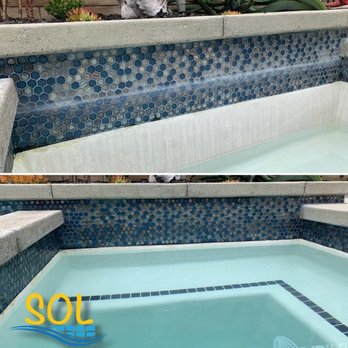 Sol Pool Tile Cleaning - Sol Pool Tile cleaned our small glass tiles with colored grout and did a fantastic job with no damage whatsoever. - Pool Cleaners Near Me Sol Pool Tile Cleaning - Sol Pool Tile cleaned our small glass tiles with colored grout and did a fantastic job with no damage whatsoever. - Pool Cleaners Near Me