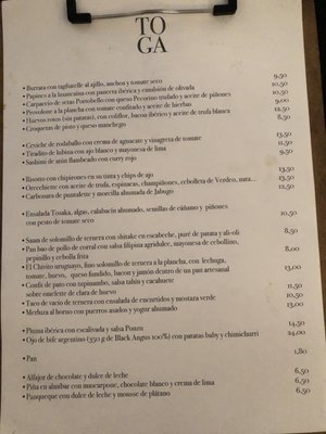 Menu photo 2 Toga Madrid, M Menu photo 2 Toga Madrid, M