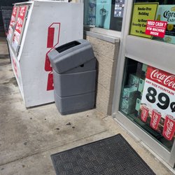 Clinton Chevron - The front door, the trashcan.
