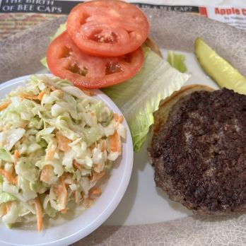 Blue Sky Restaurant - Hamburger inside the coleslaw - Breakfast & Brunch Near Me - Murrells Inlet, South Carolina