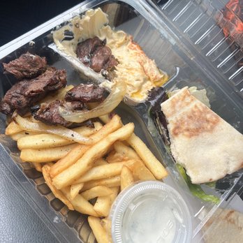 D'Yar - Oily onion in there and old fries that's not even fresh and hot. - Mediterranean Near Me - Berkeley, California