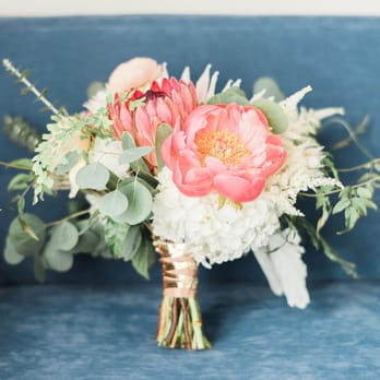 Milieu Florals - Bride's bouquet - must haves were King Proteas and Peonies - Florists Near Me - Torrance, California
