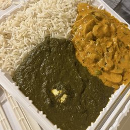 Saag Paneer & Mushroom Masala with Basmati Rice