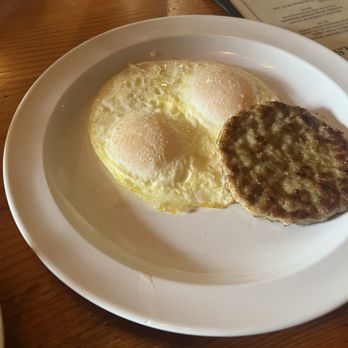 Janet's Montana Cafe - Over easy egg and sausage patty. I wouldn't order the patty again, I would try the sausage next time. - American Near Me - Alpine, California