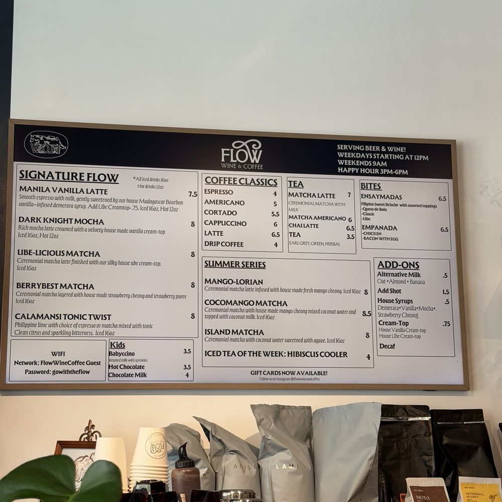 Flow Wine & Coffee - Menu - Coffee & Tea Near Me - Burbank, California Flow Wine & Coffee - Menu - Coffee & Tea Near Me - Burbank, California