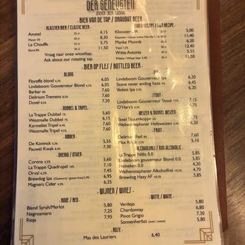 Genootschap der Geneugten - Menu just so you can see the name - Pubs Near Me - Amsterdam, New Hampshire