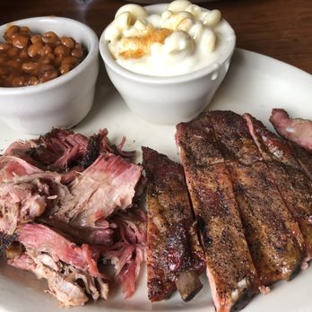 B & C Barbeque - Rib and pulled pork dinner with Mac and cheese and spicy baked beans - Barbeque Near Me - Wichita, Kansas