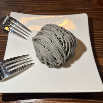 Yoshiya Kitchen - Black Sesame Mont Blanc Cake - Ramen Near Me - Las Vegas, Nevada Yoshiya Kitchen - Black Sesame Mont Blanc Cake - Ramen Near Me - Las Vegas, Nevada