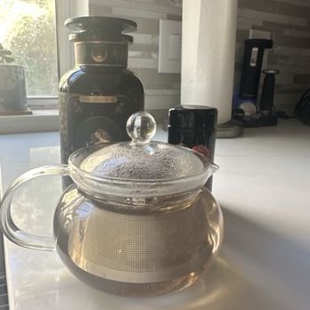 Magic Hour - Cute tea pot and tea I purchased.  Moon ( large bottle) and Pink Tourmaline ( small bottle). - Tea Rooms Near Me - Ojai, California