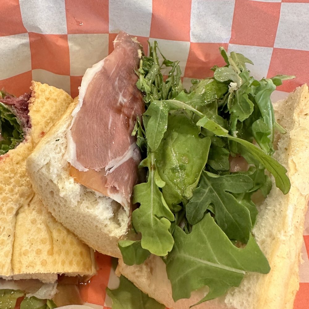 Prosciutto sandwich with almost no prosciutto in it. Prosciutto sandwich with almost no prosciutto in it.