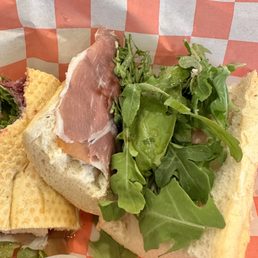 Prosciutto sandwich with almost no prosciutto in it. Prosciutto sandwich with almost no prosciutto in it.
