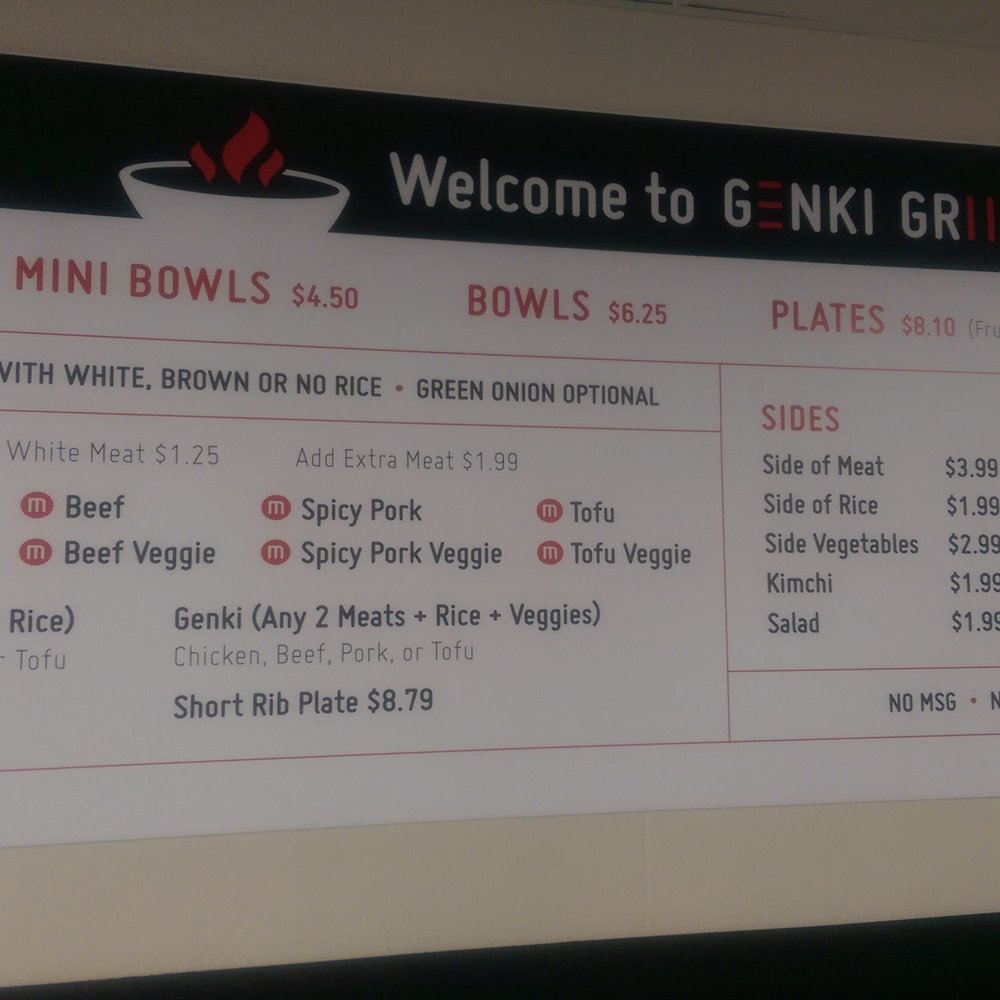 Genki Grill - Wall menu - Korean Near Me - Orange, California Genki Grill - Wall menu - Korean Near Me - Orange, California