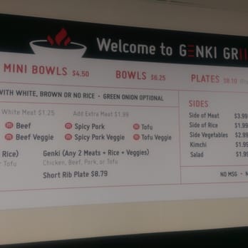 Genki Grill - Wall menu - Korean Near Me - Orange, California