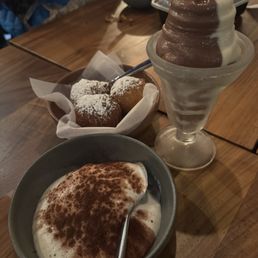 Tiramisu, gelato with donuts