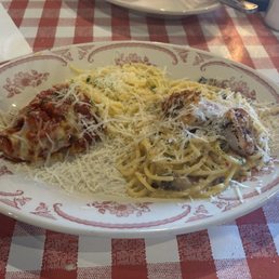Chicken Parmigiana and Sicilian shrimp Alfredo. Both gluten free
