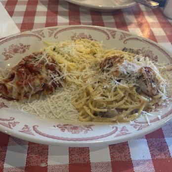 Kenny's Italian Kitchen - Chicken Parmigiana and Sicilian shrimp Alfredo. Both gluten free - Italian Near Me - Dallas, Texas