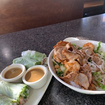 Chopstix - Spring rolls and pork/shrimp vermicelli. - Vietnamese Near Me - Monterey, California