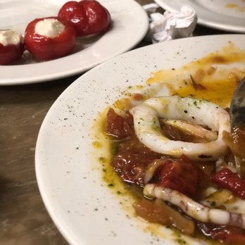 El Xampanyet - Calamari with eggplant - Tapas Bars Near Me - Barcelona, B El Xampanyet - Calamari with eggplant - Tapas Bars Near Me - Barcelona, B