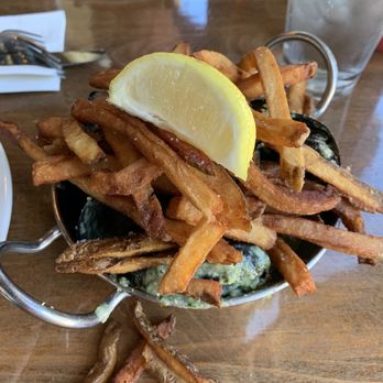 The Powder Keg Pub - Mussels in garlic butter with fries - Burgers Near Me - Hercules, California The Powder Keg Pub - Mussels in garlic butter with fries - Burgers Near Me - Hercules, California