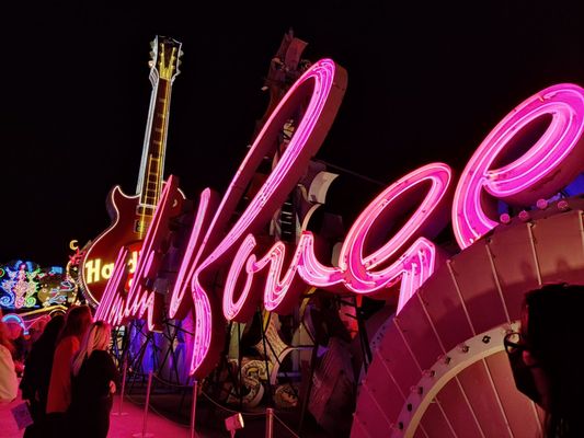 Photo of The Neon Museum - Las Vegas, NV, US. Moulin Rouge was designed by a woman... It's her handwriting