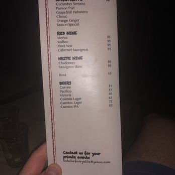 La Zouave - Back of the menu - Cocktail Bars Near Me - Sayulita, NAY La Zouave - Back of the menu - Cocktail Bars Near Me - Sayulita, NAY