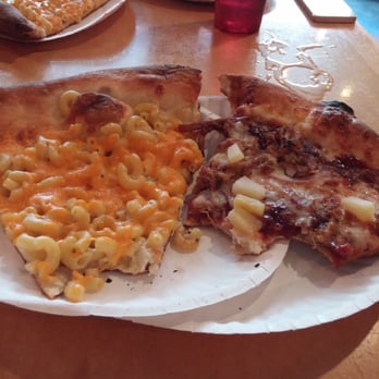 Dimo's Pizza - The mac and cheese pizza on the left and the barbecue chicken on the right. - Beer, Wine & Spirits Near Me - Chicago, Illinois Dimo's Pizza - The mac and cheese pizza on the left and the barbecue chicken on the right. - Beer, Wine & Spirits Near Me - Chicago, Illinois