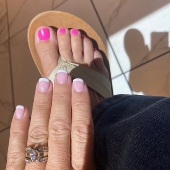 Nirvana Nails & Spa - Acrylic fill with french manicure and gel nail on both nails and toenails. - Nail Technicians Near Me - Albuquerque, New Mexico