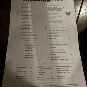 Yardbird - Dinner Menu - Southern Near Me - Las Vegas, Nevada Yardbird - Dinner Menu - Southern Near Me - Las Vegas, Nevada
