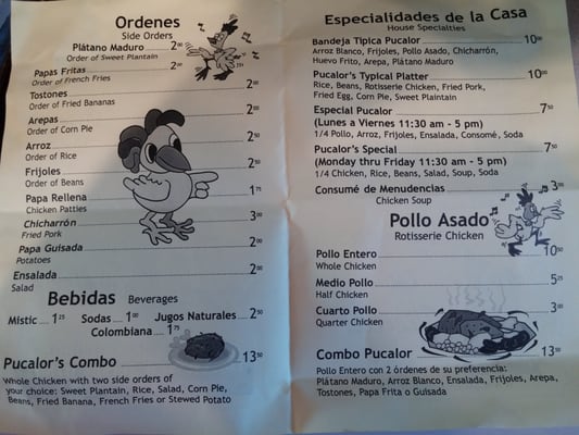 Menu photo 5 Pollos Pucalor Dover, NJ