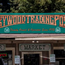 Skywood Trading Post - Front of store with new sign