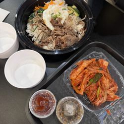 Bulgogi bibimbap is a great portion and SO good! Plus some extra kimchi for $3