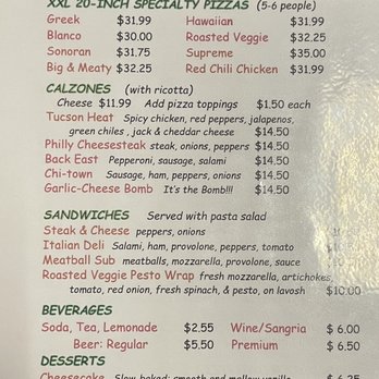 Piezanos Rustic Pizza and Wine - Menu - Pizza Near Me - Tucson, Arizona