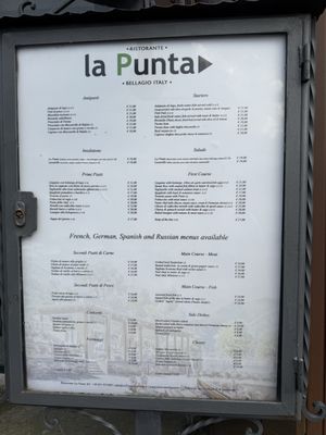 Menu photo 1 La Punta Bellagio, CO Menu photo 1 La Punta Bellagio, CO