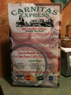 Menu photo 8 Carnitas Express Murrieta, CA