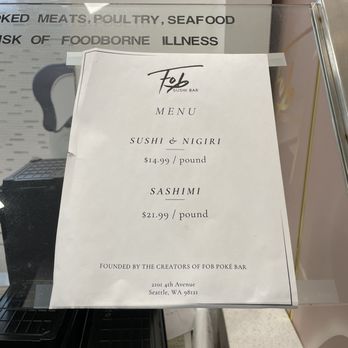 FOB Sushi Bar - pricing as of 3/10/24 - Sushi Bars Near Me - Seattle, Washington