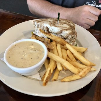 Salty Dog Bluffton - Shrimp salad on rye with a cup of she-crab soup. - Pizza Near Me - Bluffton, South Carolina Salty Dog Bluffton - Shrimp salad on rye with a cup of she-crab soup. - Pizza Near Me - Bluffton, South Carolina