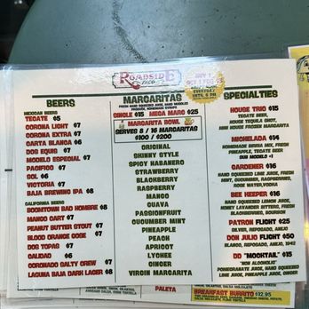 Roadside Taco - Drink menu - Tacos Near Me - Studio City, California